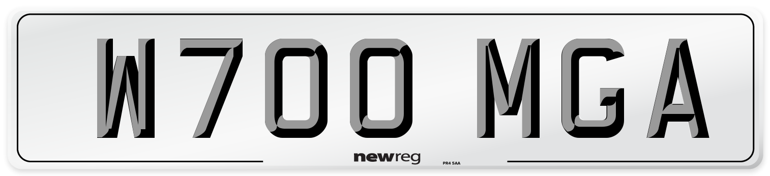 W700 MGA Number Plate from New Reg